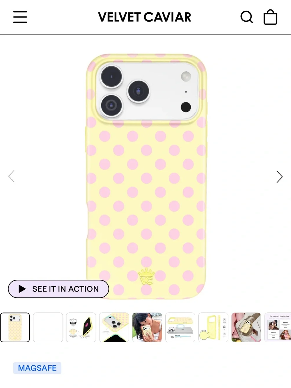Velvet Caviar - buttercream polka dot case